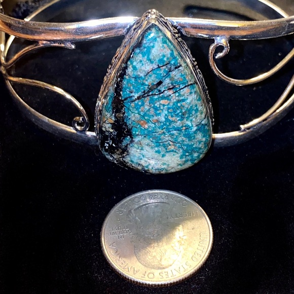 African Turquoise Handcrafted statement Cuff - Picture 2 of 5